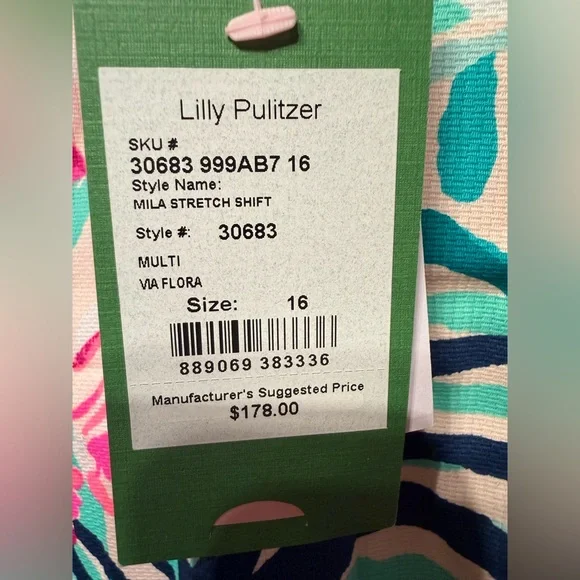 Lilly Pulitzer Mila stretch shift multi via flora womens size 16 nwt - Picture 6 of 8